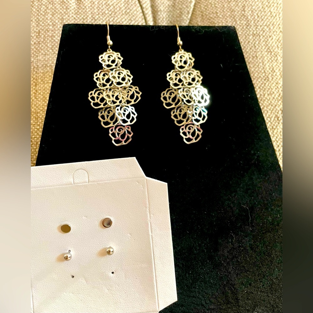 Set of 3 Silver tone Earrings